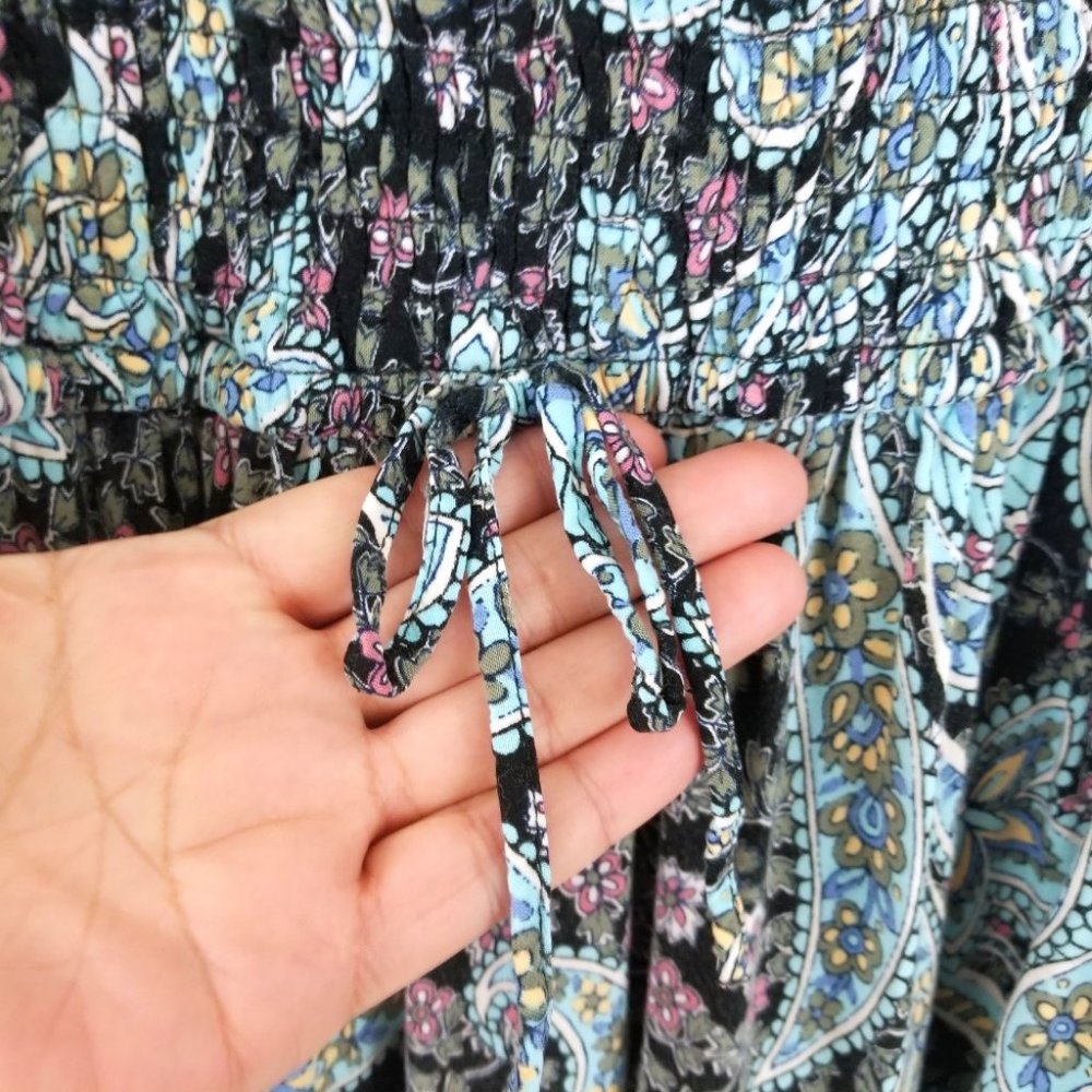 Xhilaration Paisley Off-the-Shoulder Smocked Dress - Picture 9 of 12